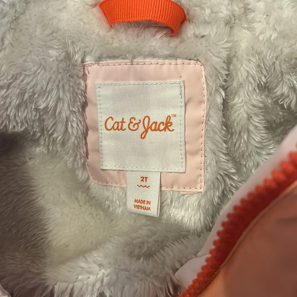 Cat & jack toddler 2T colorblock fleece lined winter puffer jacket